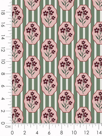 Cotton Patchwork Quilting Fabric Panel – 155×100 cm, 100% Cotton, Made in Türkiye (PRT_KUP 01-001) (Vintage Cottage Blooms, 5 pcs (23.6x11.8 inc))