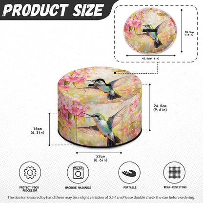Hummingbird Pink Floral Slow Cooker Dust Cover Compatible with 6-8 qt Crock for Pot Oval Slow Cooker Cover Dustproof Kitchen Appliance Accessories
