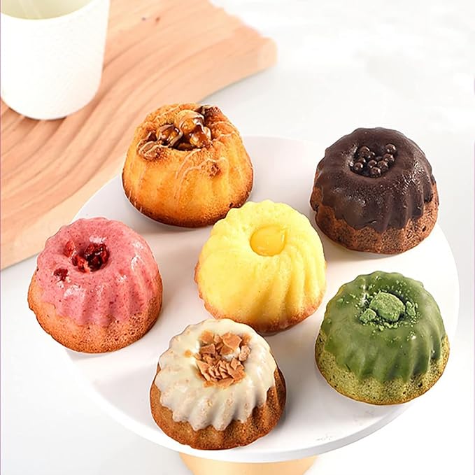 Frcctre 10 Pack 4 Inch Mini Fluted Cake Pan, Reusable Nonstick Carbon Steel Mini Flan Molds Pan Fluted Baking Molds for Cupcake, Muffin, Brownie, Bavarois