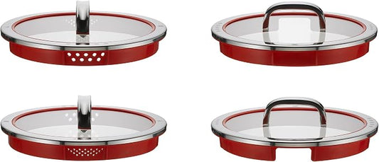 WMF cookware Ø 24 cm approx. 4,1l Function 4 Inside scaling lid - pour off or decant liquids without spilling to keep your dishes and cooker clean. Made in Germany hollow side handles glass lid Cromargan stainless steel brushed suitable for all stove t...