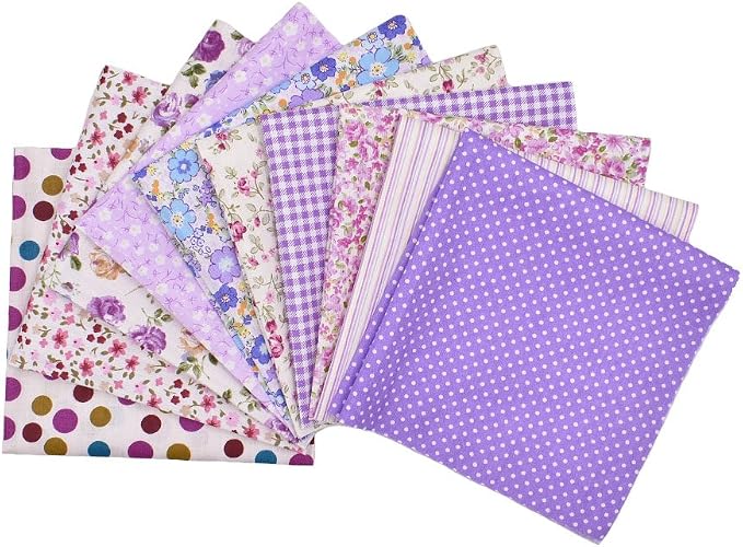10pcs 12 x 12 inches (30cmx30cm) Print Purple Series Fabric Bundle Squares Patchwork DIY Sewing Scrapbooking Quilting Pattern Artcraft