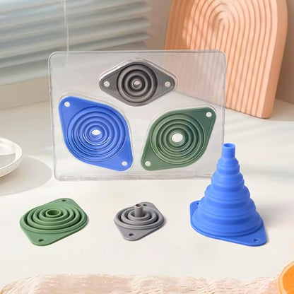 Kitchen Funnel Set of 3,Small and Large,Funnels for Kitchen Use Filling Bottle,Folding Silicone Funnel Used for Transferring Liquids in The Kitchen