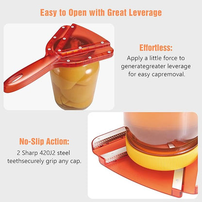 Uinxan Jar Opener for Weak Hands & Seniors with Arthritis - Handheld Manual | Effortlessly Opens Stubborn Screw Lids & Bottle Caps. 304 Stainless Steel. Durable. Patented Kitchen Gadget (Transparent)