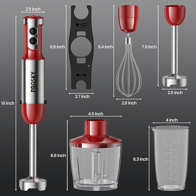 Immersion Blender Handheld 1200W, 20-speeds Immersion Hand Blenders, Hand Mixer with Mining Beaker,Chopper,Whisk, Frother and Stick Blender Suitable for Kitchen, Protein Shakes and Baby Food