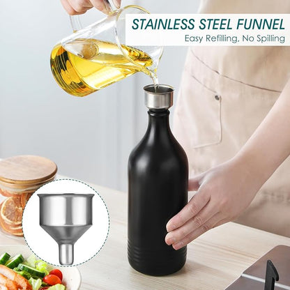 vancasso 20 Oz Ceramic Olive Oil Dispenser Bottle, Bottle Dispenser with Spout and Funnel for Kitchen,Suitable for Oil, Vinegar, Coffee Syrups & Other Liquids，BK