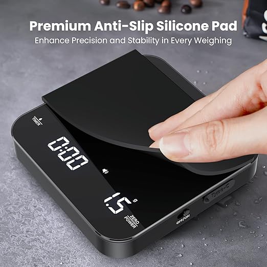 Maestri House S2 Espresso Coffee Scale with Timer, USB-C Rechargeable 2kg/0.1g Precision Shot Scale, Digital Scale for Espresso Brewing(Black)