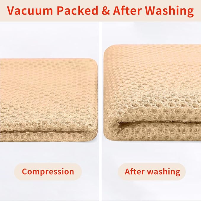 Homaxy 100% Cotton Waffle Weave Kitchen Dish Cloths, Ultra Soft Absorbent Quick Drying Dish Towels, 12 x 12 Inches, 18-Pack, Apricot