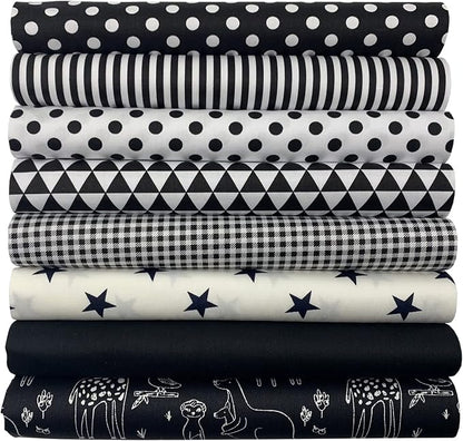 aufodata 8 Pieces 19.6" x 19.6" (50cm x 50cm) Cotton Fabric Squares Quilting Patchwork Floral Pattern Precut Fabric for DIY Quilting Sewing Crafting Artcraft (Black)