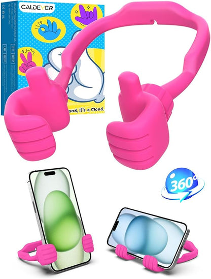Teens Girls Women Gifts Cell Phone Holder: Thumbs Up Lazy Phone Holder for Desk Gifts for Adults Kids Teenager Wife Mom Funny White Elephant Useful Christmas Stocking Stuffers Trendy Stuff Hot Pink