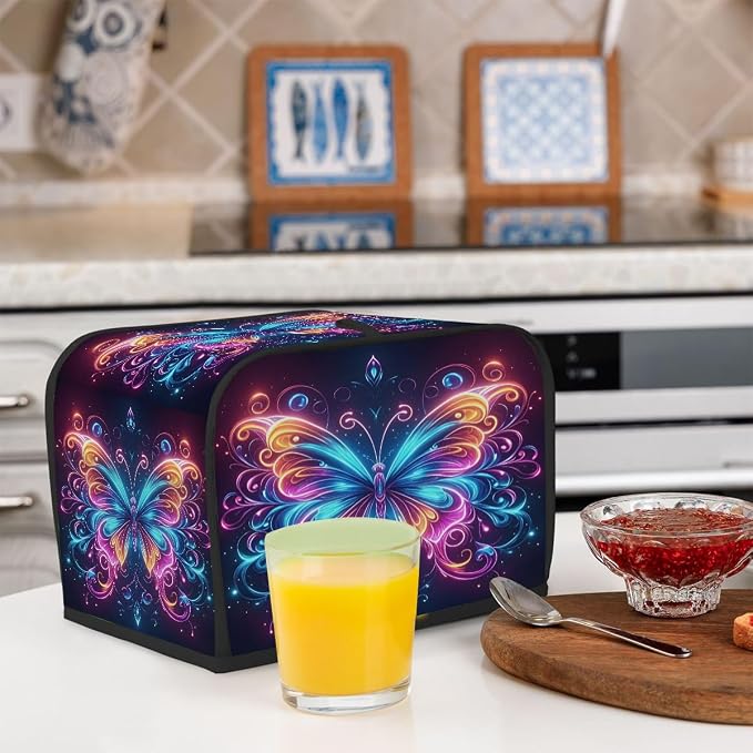 Animal Butterfly Galaxy Toaster Cover 2 Slice Wide Slot Washable Kitchen Appliance Covers Fingerprint Bread Machine Dust Cover Small Toaster Oven Accessories Covers Bread Maker Bag Women Gift