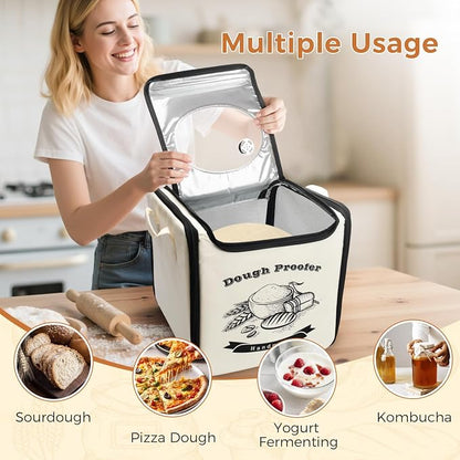 Homelove Folding Bread Proofing Box, 65-125℉ Temp Control & 24H Timer, Dough Proofer with Humidity Meter & Metal Rack, Collapsible Fermentation Box for Sourdough, Pizza, Yogurt, Kombucha