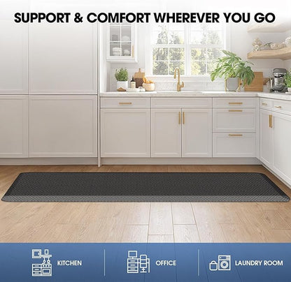 Mattitude Kitchen Mat Cushioned Anti-Fatigue Floor Mat Water Resistant Non-Slip Mats and Rugs Standing and Comfort Desk Mats for House Sink Office Laundry (Dark Grey, 17.3"x60")