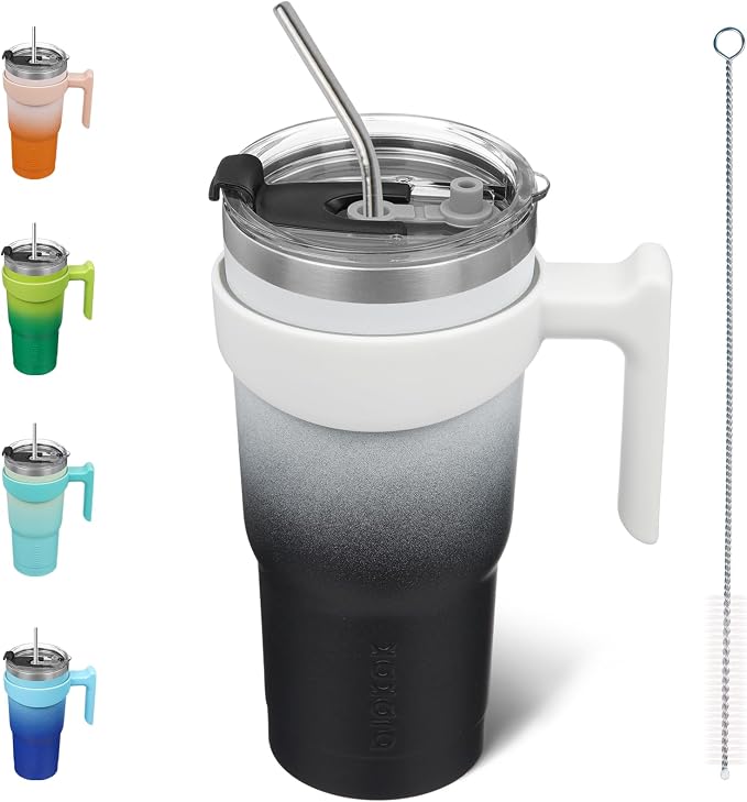 BJPKPK 20 oz Stainless Steel Insulated Tumbler Cups With Handle And Straw And Lid,Day & Night