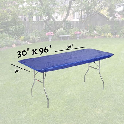 Kwik-Covers 8' Rectangle Plastic Table Covers 30" x 96", Bundle of 5 (Royal Blue)