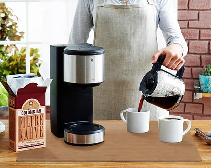 Coffee Mat Coffee Bar Mat - Absorbent Rubber Backed Coffee Pot Cup Holder Quick Drying Mats Fit Under Coffee Maker Espresso Machine Coffee Bar Accessories Kitchen Counter Dish Drying Mat 23"x15", Wood