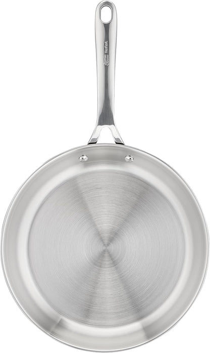 T-Fal x Jamie Oliver Stainless Steel Fry Pan 9.5-Inch, Induction Compatible, Oven Safe up to 500°F, Chef's Stainless Steel Skillet, Frying Pan, Silver