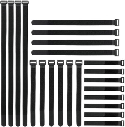 YiwerDer Reusable Fastening Cable Straps and Cable Ties Set 24 Pack(8"-12"-18"-24"), Adjustable Hook Loop Cord Management Wire Organizer Straps