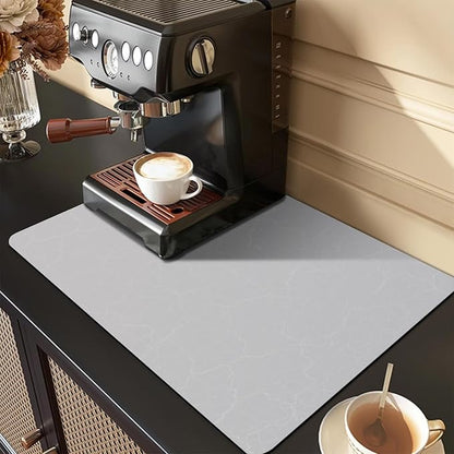 Golener Coffee Bar Mat - Under Coffee Maker Pad, Tray Mats Under Cafe Machine, Rubber Absorbent Mat, Under Appliance Mats, Dish Drying Matt, 23"x15", Marble Gray
