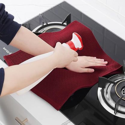 Homaxy 100% Cotton Waffle Weave Kitchen Dish Towels, Ultra Soft Absorbent Quick Drying Cleaning Towel, 13 x 28 Inches, 24-Pack, Burgundy