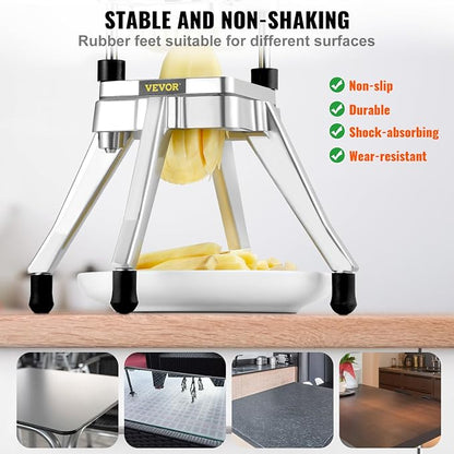 Vevor Commercial Vegetable Fruit Chopper 3/8″ Blade Heavy Duty Professional Food Dicer Kattex French Fry Cutter Onion Slicer Stainless Steel for Tomato Peppers Potato Mushroom, Sliver : Home & Kitchen