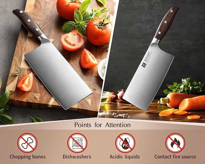 XINZUO Meat Cleaver Knife, 7 Inches German Stainless Steel Chef Cleaver Knife,Vegetable Meat Cleaver,Multifunction Chopper Butcher Knife,Chinese Chef Knife, Ultra Sharp, Red Sandalwood Handle