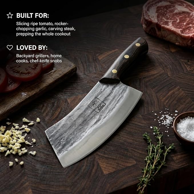 COOLINA Altomino Handmade Chef Knife, 7.1 in High Manganese Clad Steel Blade, for Slicing Meat and Vegetables