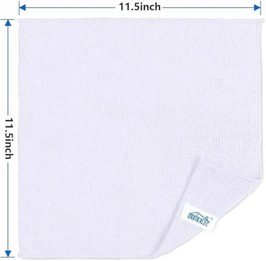 HOMEXCEL White Microfiber Cleaning Cloth 400 Pack, Microfiber Towel for Cars, Lint Free, Scratch-Free, Highly Absorbent, and Cleaning Rags for House, Window and Glass, Cars, TV Screen 11.5 X11.5 inch