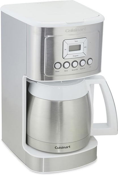 Cuisinart 12-Cup Coffee Maker, Programmable PerfecTemp Thermal Carafe Coffee Machine with 1-4 Cup Setting, Brew Strength Control and Brew Pause, Stainless Steel, White