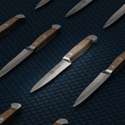 Güde Alpha Barrel Oak Series - 5" Tomato Knife - Made in Solingen, Germany Since 1910 - Rare Oak Wood, Over 80 Years Old.
