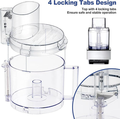 4 Locking Tabs DLC-005AGTXT1 Bowl and DFP-14NWBCT1X Cover 14-cup Food Processor Work Bowl Kits Fits Cuisinart DFP-14, DFP-14BCN, DFP-14BCNY Models