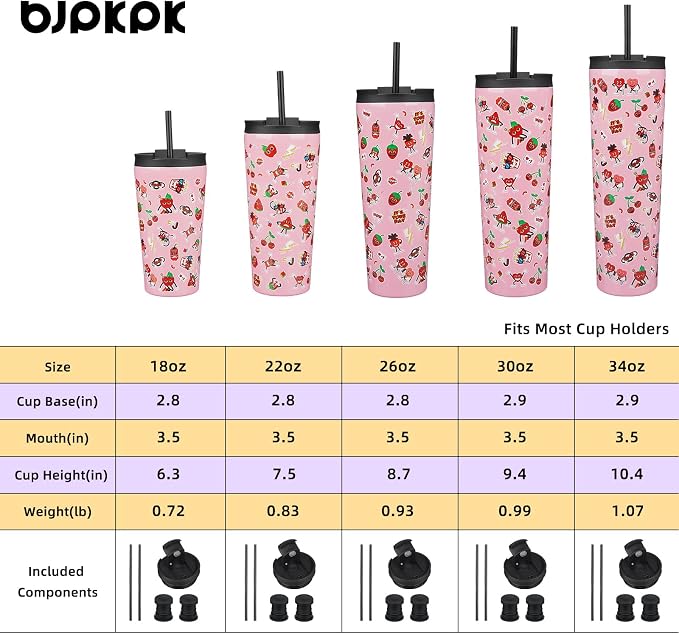 BJPKPK 30oz Stainless Steel Insulated Tumbler With lid And Straw Travel Coffee Thermal Tumblers Cup For Women And Men,Passionate Pink