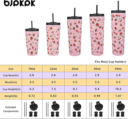 BJPKPK 30oz Stainless Steel Insulated Tumbler With lid And Straw Travel Coffee Thermal Tumblers Cup For Women And Men,Passionate Pink