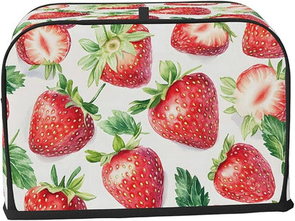 4 Slice Strawberry Fruit Red Toaster Cover Waterproof Dust Fingerprint Bread Machine Cover Washable Kitchen Appliance Protector For Home Kitchen Bakeware Table Decor Women Gifts