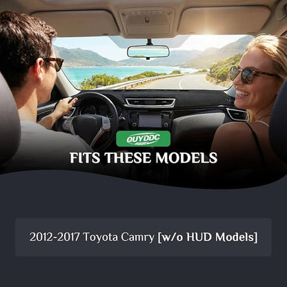Dash Cover, Anti-Glare, Sun Protection, Dustproof, UV-Proof, Dashboard Covers, Interior Car Accessorie Fit for 2012-2017 to-yota Camry (Fit Vehicle w/o HUD Models), Black
