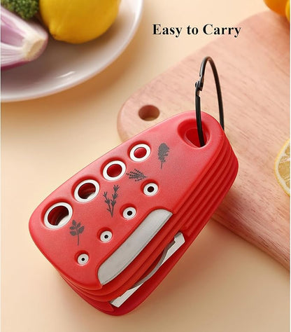 Kitchen Gadgets Set 6 Pieces, Space Saving Cooking Tools Kitchen Accessories-Garlic Grinder, Cheese Grater, Vegetable Peeler, Pizza Cutter, Herb Stripper, Bottle Opener, Gadgets Gift Set (Red)