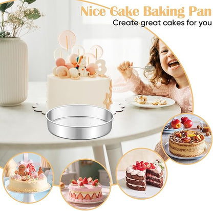 TeamFar 9 Inch Cake Pan, Stainless Steel Round Layer Cake Baking Pans Tins for Birthday Wedding, Non-Toxic & Heavy-Duty, Mirror Finish & Leak Proof, Oven & Dishwasher Safe, Set of 2
