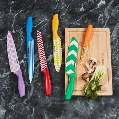 Cuisinart 12-Piece Printed Color Knife Set with Blade Guards, Multicolored