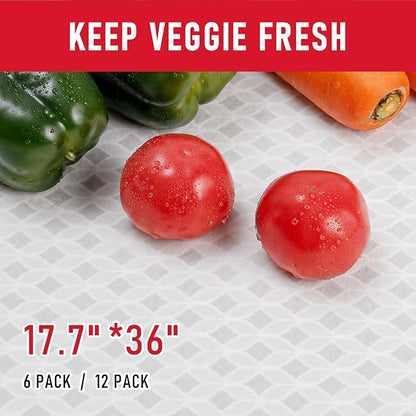 Cooyes 12 Pack Large Refrigerator Liners 17.7" x 36", Absorbent Strong Grip Fridge Liners Washable, Fridge Shelf Liner for Kitchen Cabinets, Non-Adhesive Refrigerator Bin Liners and Mats