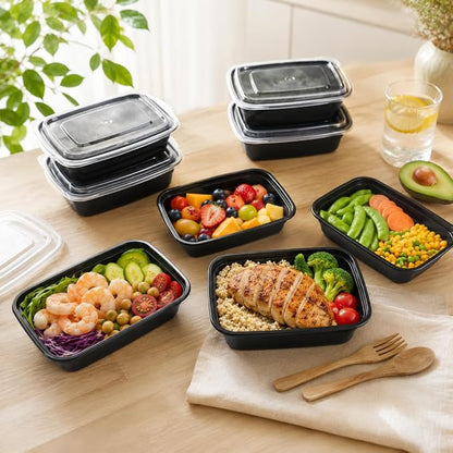 Tiny Meal Prep Containers, 12 oz [50 Pack] - mini Single 1 Compartment Food Meal Prep Containers Reusable, BPA Free Small disposable Food Storage Containers with Lids Microwave Dishwasher Freezer Safe