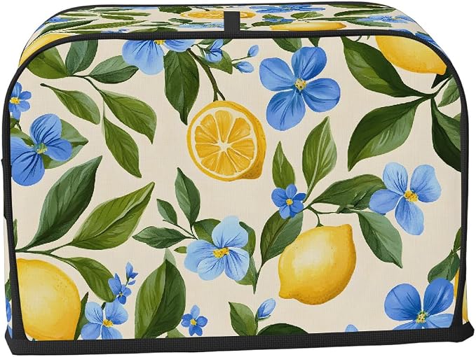 4 Slice Lemon Summer Flower Toaster Cover Waterproof Dust Fingerprint Bread Machine Cover Washable Kitchen Appliance Protector For Home Kitchen Bakeware Table Decor Women Gifts