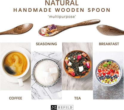 2 PCS Small Wooden Spoons, 5.8 Inch Honey Spoons for Tea, Padauk Wooden Honey Teaspoon for Coffee, Little Tiny Wood Spoons, Bamboo Table Spoon for stirring, Wooden Spoons for Utensils Set