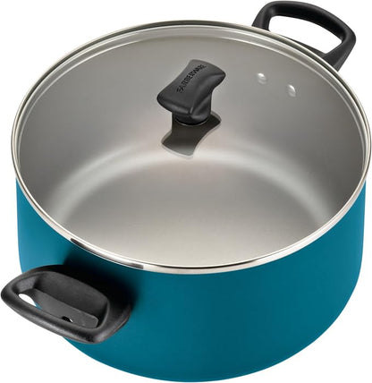 Farberware Dishwasher Safe Aluminum Nonstick Cookware Pots and Pans Set, 15-Piece, Teal