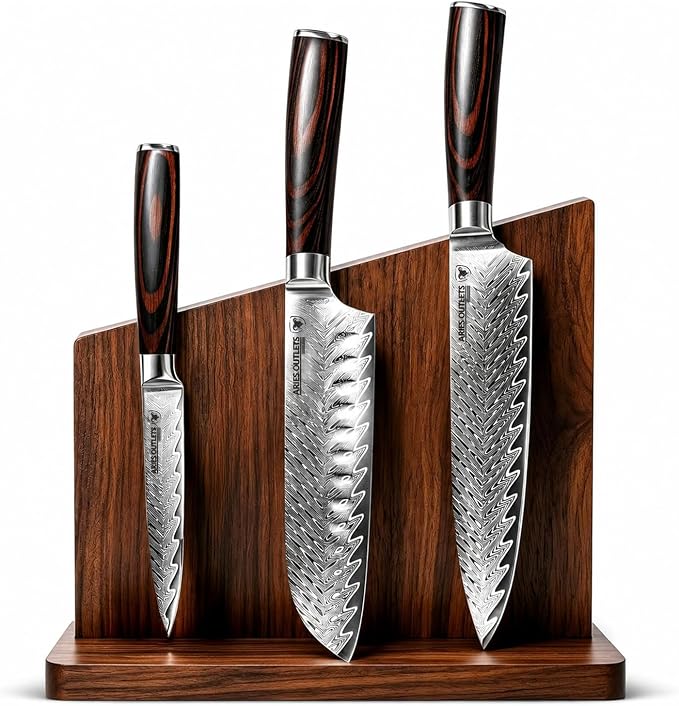 VG10 Damascus Kitchen Knife Set 3PCS, Japanese Chef Knife Set, 67-Layer Forged High Carbon Steel Cooking Knives with Pakkawood Handle Gift Box