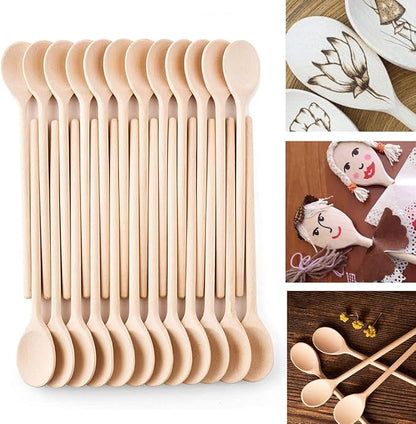 Mr.Woodware 12 Inch Wooden Spoons for Cooking - Set of 24 Long Handle Oval Wooden Spoon for Mixing, Stirring, Tasting - Kitchen Wooden Utensils For Cooking and Crafts, Personalized Wood Burning