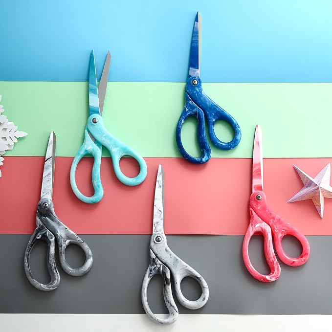 LIVINGO All Purpose Scissors - 8” Sharp Heavy Duty Fabric and Paper Shears with Gradient Pink Color Coating Stainless Steel Blade and Comfort Smooth Grip for Office Home Arts, Crafts