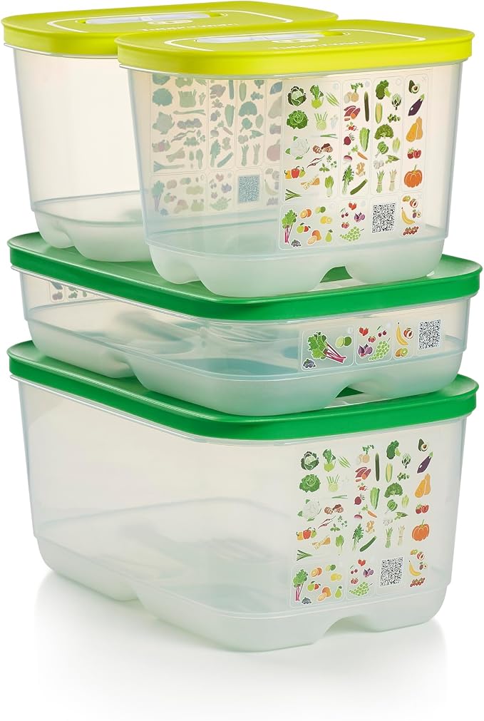 Tupperware Fridgesmart 4 Piece Food Storage Container Set, Dishwasher Safe and BPA Free (4 Containers, 4 Lids)