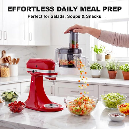 COFUN 5-in-1 Food Processor for KitchenAid | Multifunctional Chopper Attachment, Dicing/Slicing/Shredding/Strip Cutting/Sauce Discs, Storage Case