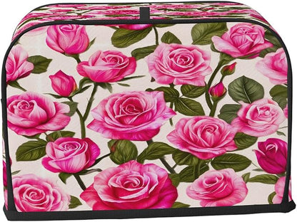 Rose Pink Toaster Cover 4 Slice Wide Slot Washable Toaster Covers | Retro Art Dust and Fingerprint Protection Bread Maker Covers for Kitchen Accessories Decor Bakeware Women Gift