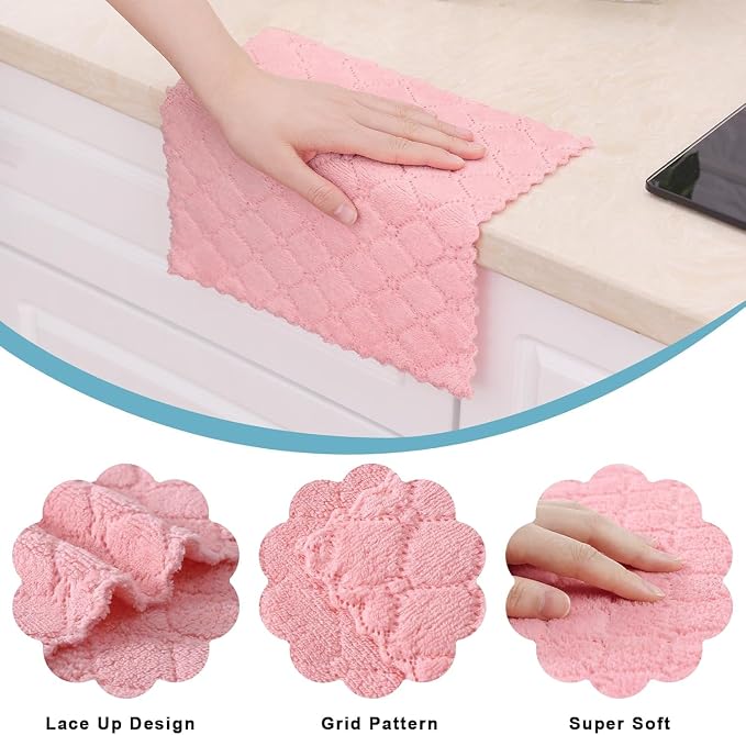 Homaxy 16 Pack Kitchen Cloths Dish Towels (10" x 10",Multi Color), Super Soft and Absorbent Coral Velvet Dishcloths, Fast Drying No Lint Microfiber Cleaning Cloth