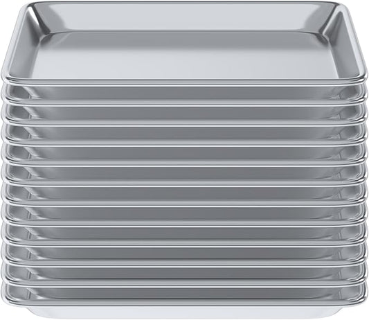 Pack of 12 | 10 in. x 13 in. Quarter Size Aluminum Bun. / Sheet Pan | Ideal for baking, roasting, cooling, prepping, or storing - a must-have in restaurants, bakeries, and busy kitchens.